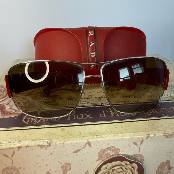 PRADA Y2K Sport Aviator Sunglasses SPR 61G Red - Picture 1 of 10